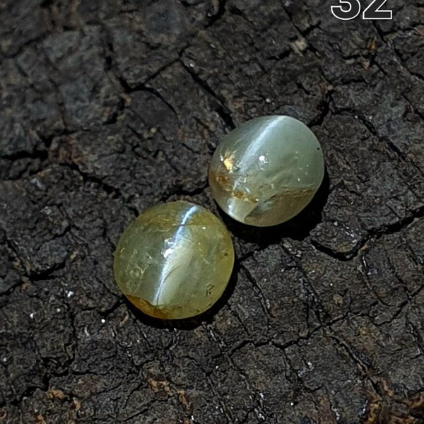 4x4MM Pair Natural Cat's Eye Cabochon Chrysoberyl Cat's Eye 0.70 Carat Cat's Eye Jewelry Design Loose Gemstone 2Pec Set For Perfect Earring