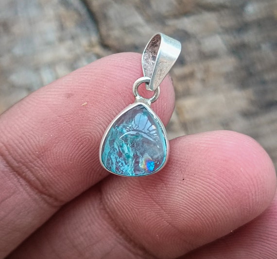 Anhänger mit echtem Aquamarin-Cabochon - Damen-Edelsteinschmuck