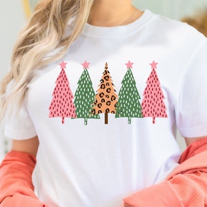 Women's Christmas Shirt, Ladies Merry Christmas Shirt, Cute Christmas T-Shirt, Leopard Print Christmas Tree Shirt, Women's Holiday Shirt
