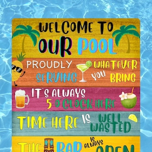 Welcome to our Pool Sign, Personalized Pool Sign, Swimming Pool Sign Personalized, Custom Swimming Pool Sign, Backyard Pool Sign, Pool Rules