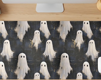 Cute Creepy Ghosts Desk Mat, Ghost Desk Accessories, Ghost Mousepad, Halloween Desk Pad, Cottage Core Desk Mat, Spooky Desk Decor