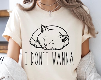 Camiseta engraçada com gato dormindo: Camiseta divertida para amantes de gatos