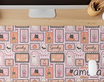 Personalized Halloween Collage Desk Mat, Ghost Desk Accessories, Spooky Desk Decor, Coquette Desk Accessories, Spooky Mouse Pad, XL Desk Mat
