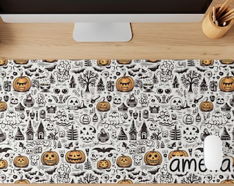 Personalized Halloweentown Desk Mat, Spooky Desk Decor, Halloween Desk Pad, Witchy Desk Mat, XL Gaming Mouse Pad, Bat Mouse Pad