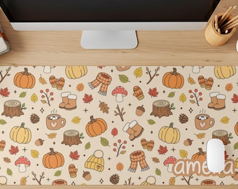 Personalized All Things Fall Desk Mat, Autumn Mouse Pad, Pumpkin Mousepad, Cozy Desk Accessories, Coquette Desk Pad, Gamer Girl Desk Mat