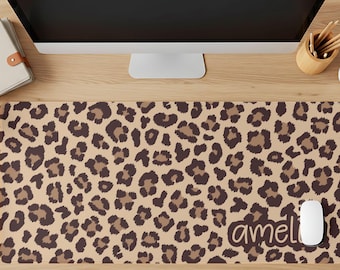 Personalized Leopard Desk Mat, Cheetah Room Decor, Leopard Desk Accessories, Coquette Desk Pad, Custom Deskmat, Chic Desk Pad, Girly Deskmat