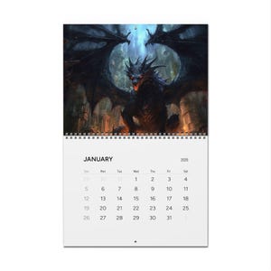 Dragon Calendar, Mythical Creature Art, Medieval Dragon Print, Academia Planner, Dragon Lover Gifts, Fantasy Calendar, Ancient Dragon
