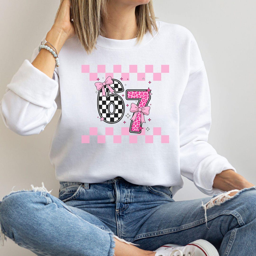 Six Seven Checkered Coquette Bow PNG 6 7 Viral Internet Joke Design ...