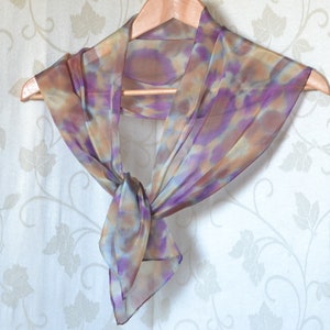 Purple Ochre, hand dyed pure silk scarf, long scarf with beautiful patterns