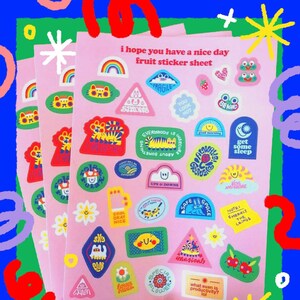 Ein A5 Stickerbogen, mit 30+ süssen Stickern