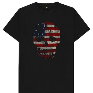 USA Flag Skull Mens Womens Kids T Shirt