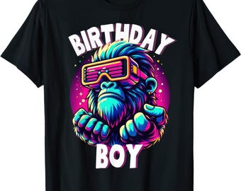 Funny Gorilla Birthday Shirt Gorilla Party Tee Boys Girls Family Celebration