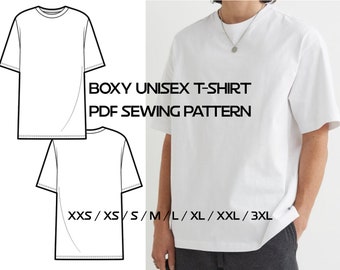 Boxy T-shirt Patron de couture PDF Tailles XXS-3XL