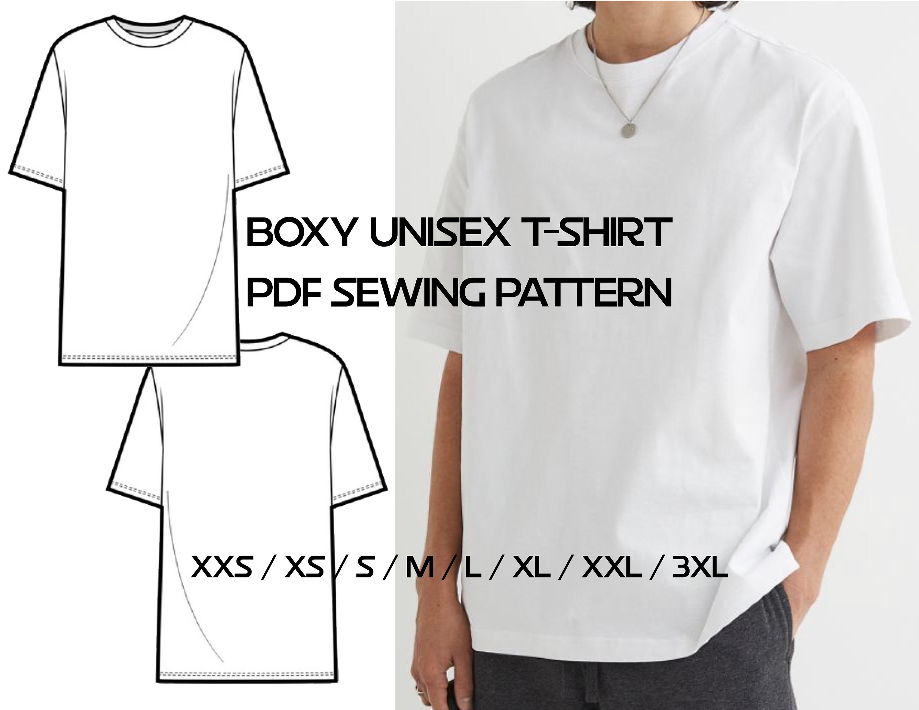 Boxy T-shirt Sewing Pattern PDF XXS-3XL - Etsy
