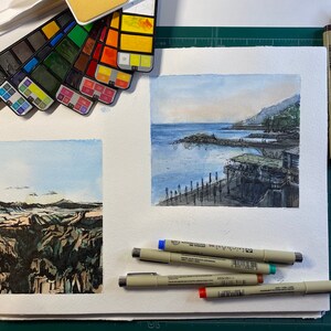 CUSTOM Landscape/Skyline Watercolor Painting - Made to Order Painting of Memorable Location, Trip, or Vacation, Anniversary or Birthday Gift