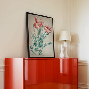 Fine Art Print, Dekoration, Geschenk, Hochzeit, Schlafzimmer, Wohnzimmer, Einweihungsparty, Tulpen, Frühling, Blumen, Art Deco, Garten
