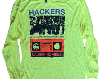 Hackers The Movie-shirt: T-shirt met lange mouwen en met de hand bedrukt