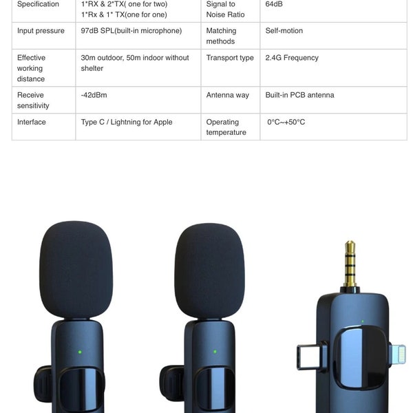 Reducción de ruido Lavalier Lapel K15 3 en 1 micrófono inalámbrico para Liverstreaming