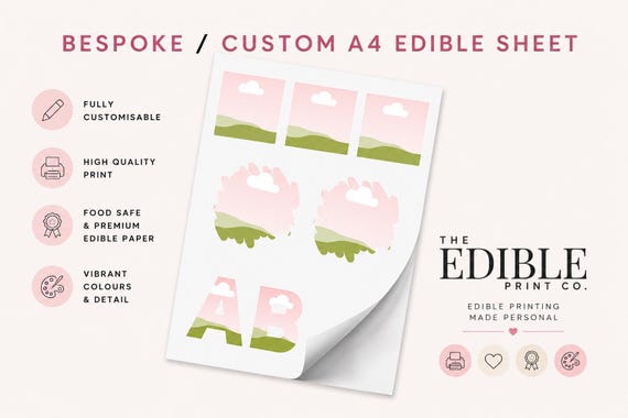 Custom A4 Edible Sheet | Any images, logos, wording or text | Wafer Paper | Wafer Card | Icing Sheet/Paper