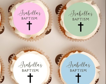 Edible Christening Cupcake toppers | Wafer paper | Icing sheets | Your wording | Communion | Baptism | Religious