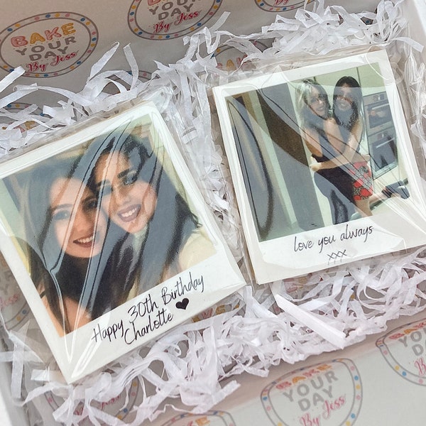 9 x Edible Polaroid images - Your Image/s & wording on Edible Wafer Paper or Icing Sheet. Sheet size A4. Perfect for cakes and cookies