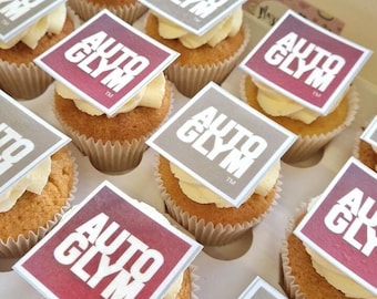 Edible Square Cake, Cupcake and Cookie toppers | Any image, logo, wording | various square sizes | corporate logo | business logo