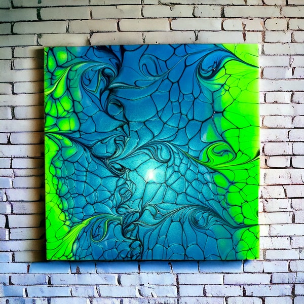 Neptune  - Fluid Art Abstract 8x8