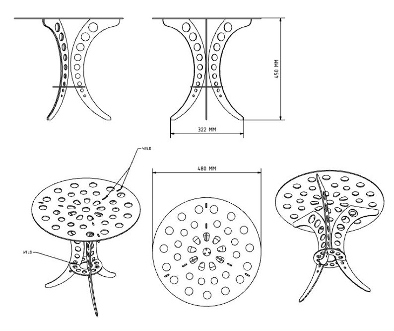 Table steel for garden or indoor, welding project, DXF files for plasma, laser zdjęcie 6