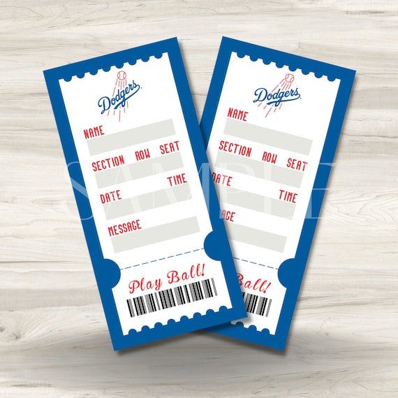 Printable Los Angeles Dodgers Surprise Gift Tickets Dodgers Etsy Ireland