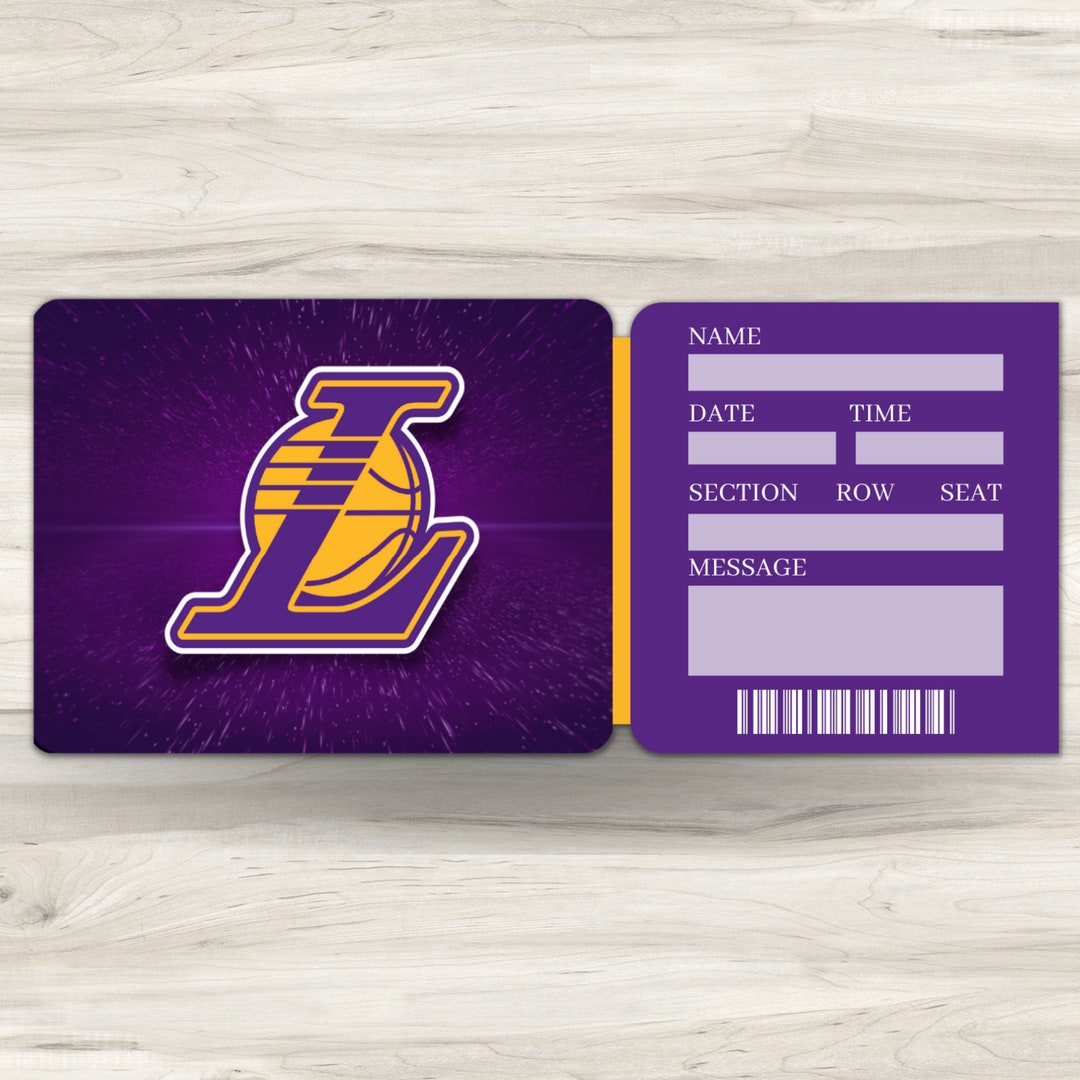 Printable Los Angeles Lakers Tickets Basketball NBA Faux Game Etsy