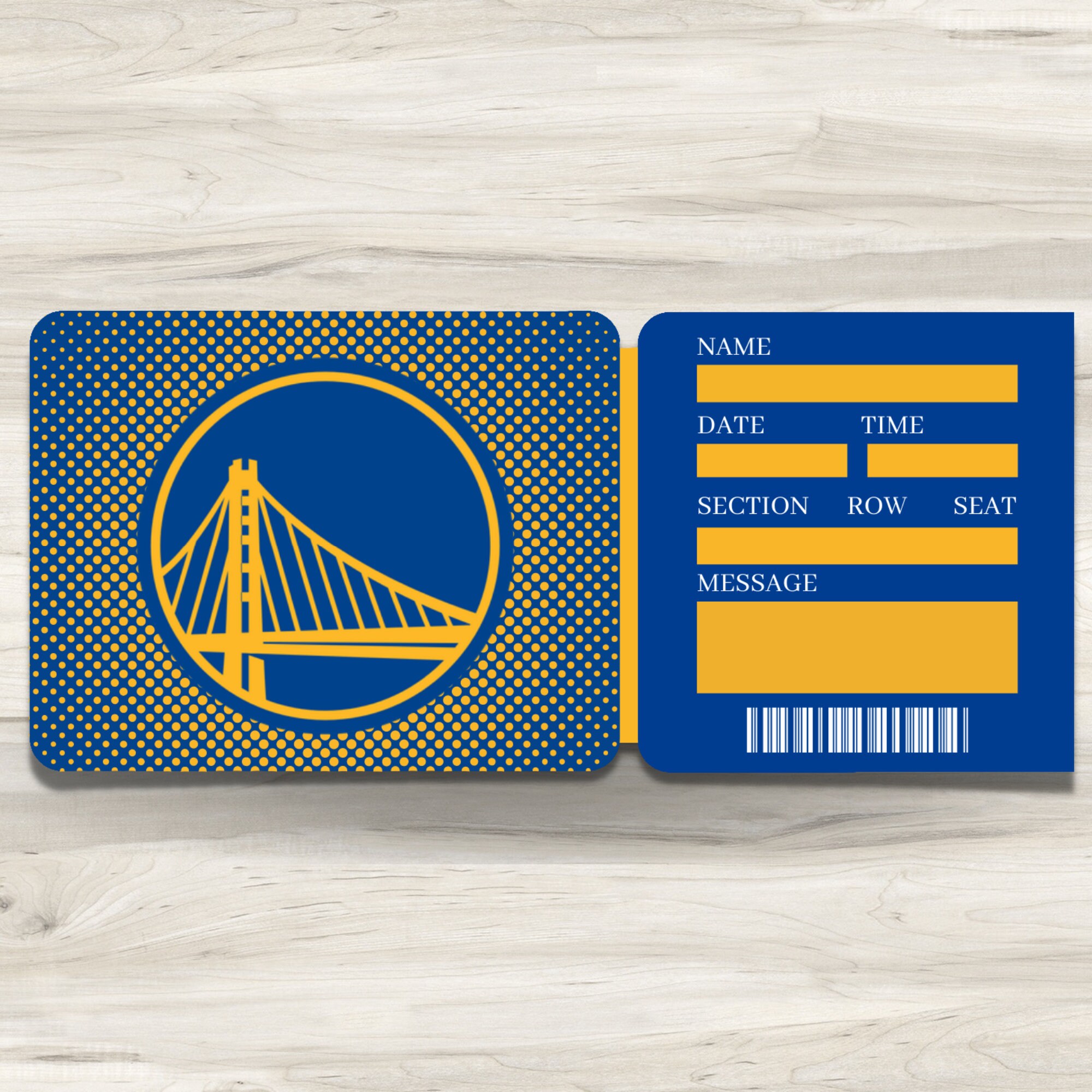 Printable Golden State Warriors Tickets Basketball NBA San Etsy