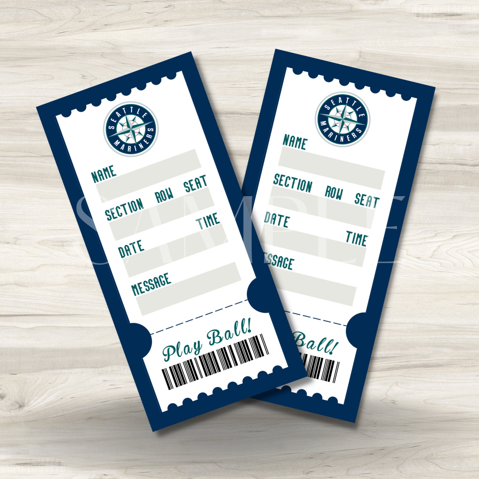 Printable Seattle Mariners Surprise Gift Tickets Seattle Etsy