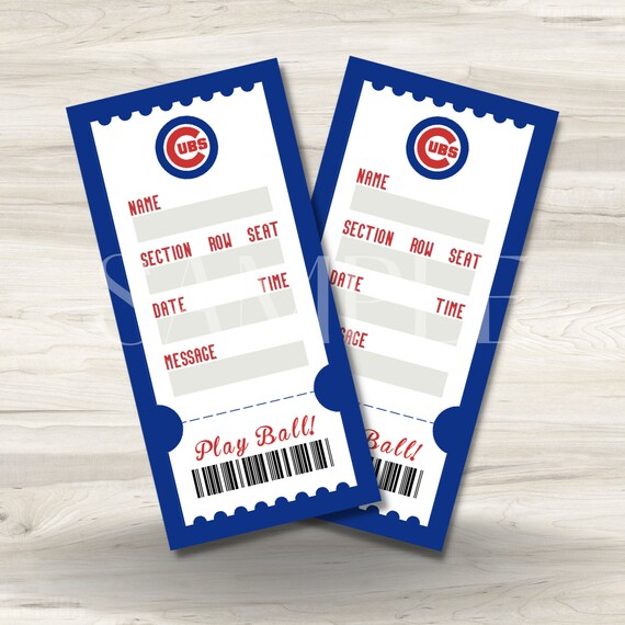 printable chicago cubs surprise gift tickets cubs mlb etsy