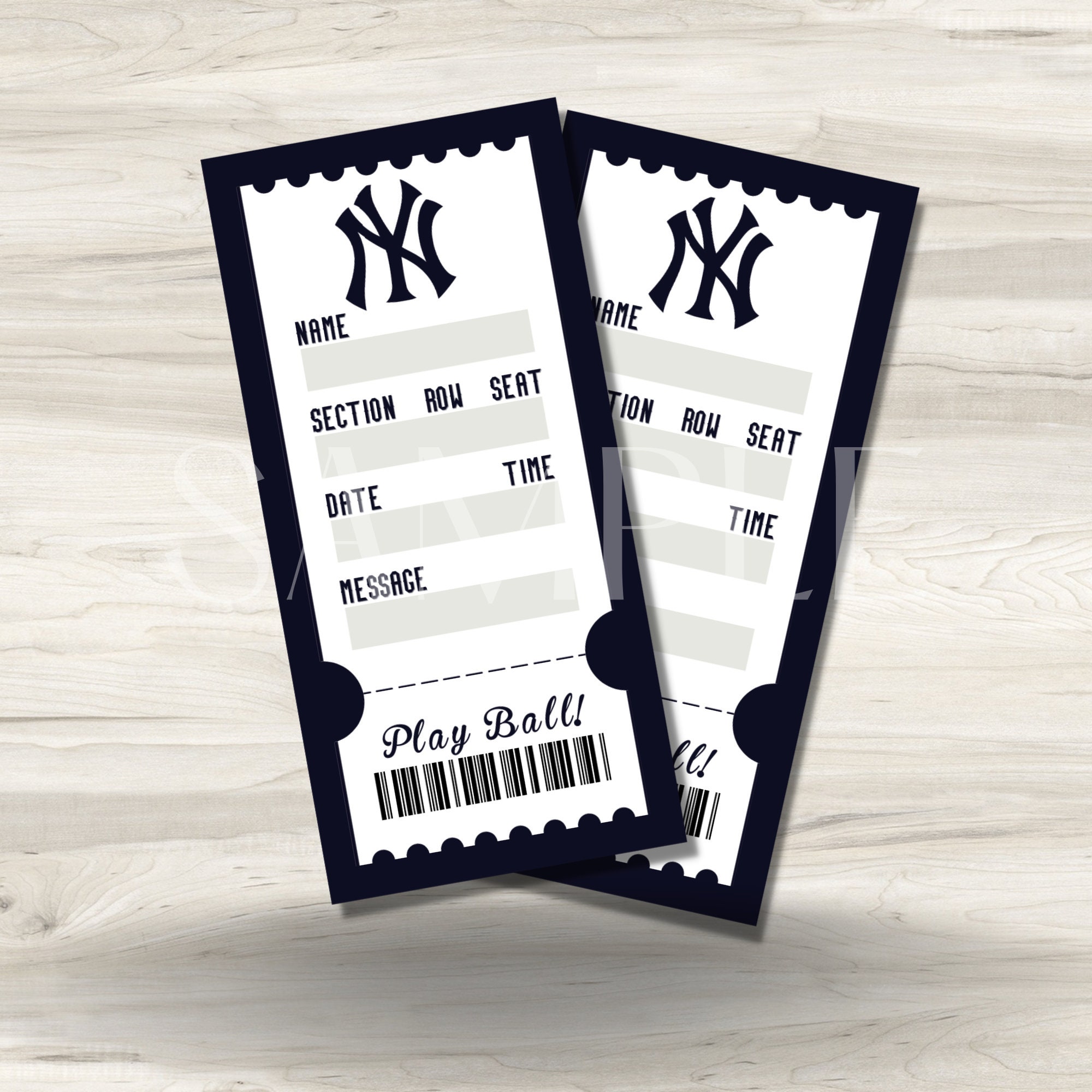 new york yankees game ticket gift voucher printable surprise baseball