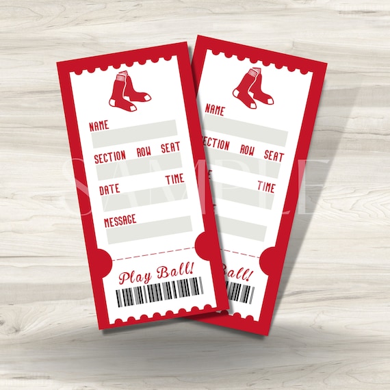 Printable Boston Red Sox Surprise Gift Tickets Boston - Etsy Ireland