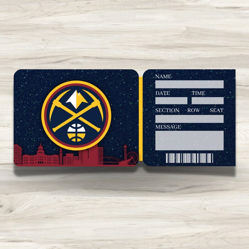 Printable Denver Nuggets Tickets Basketball NBA Faux Game Etsy
