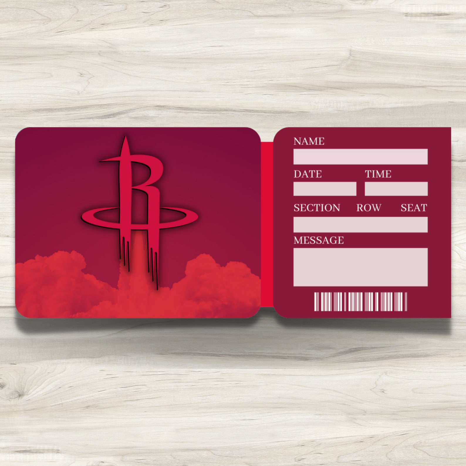 Printable Houston Rockets Tickets Basketball NBA Faux Game Etsy