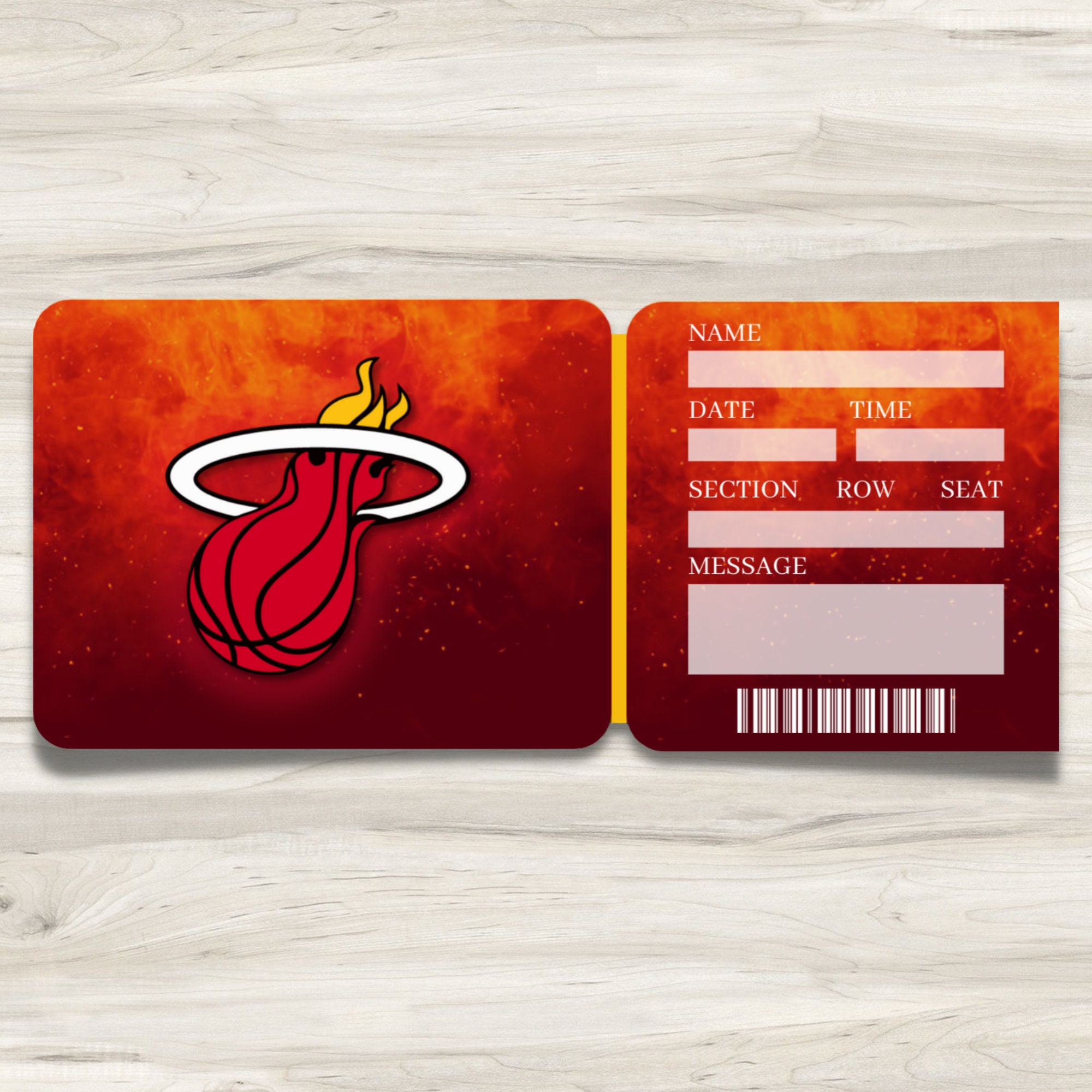 Printable Miami Heat Tickets Basketball NBA Faux Game Tickets Etsy