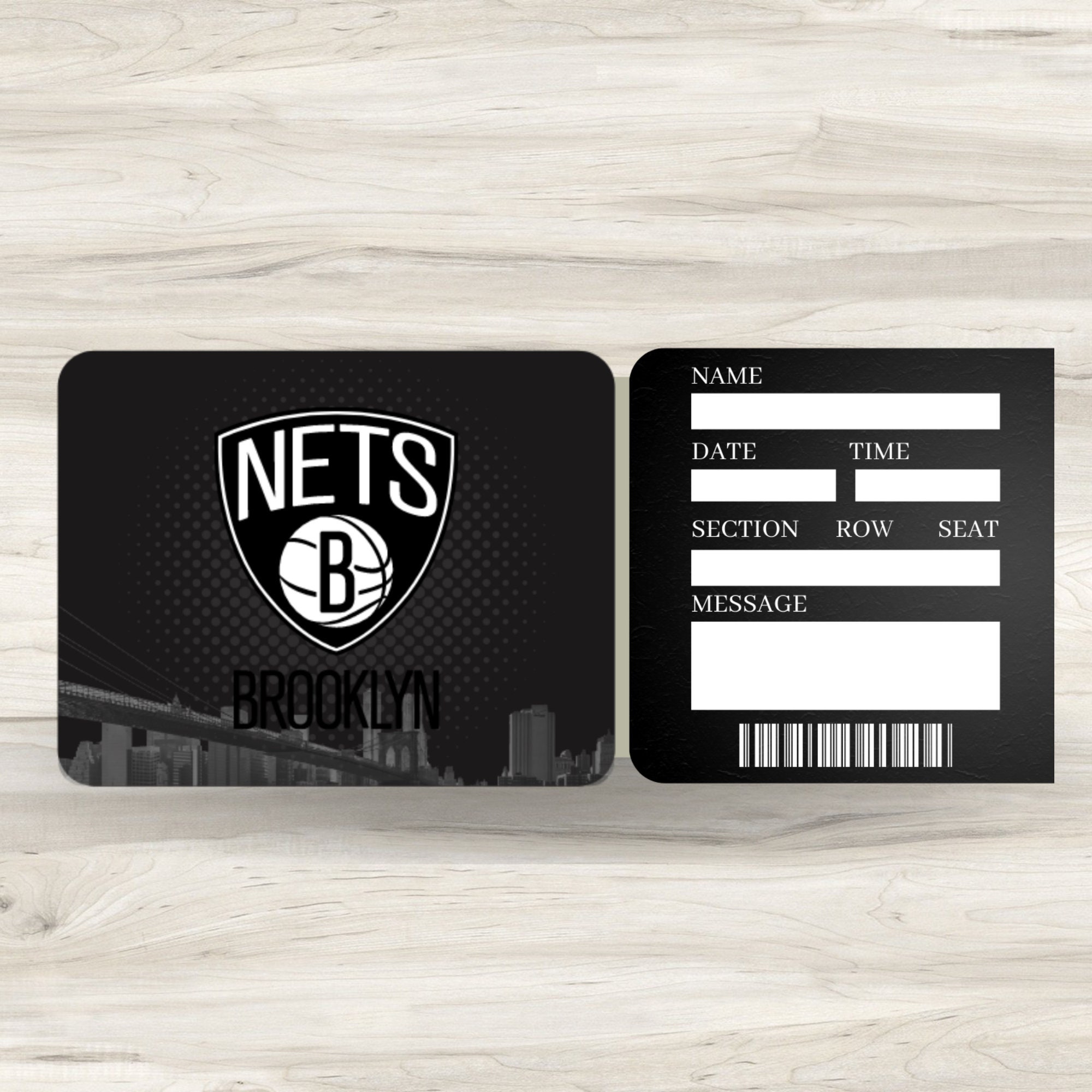 Printable Brooklyn Nets Tickets Basketball NBA Faux Game Etsy