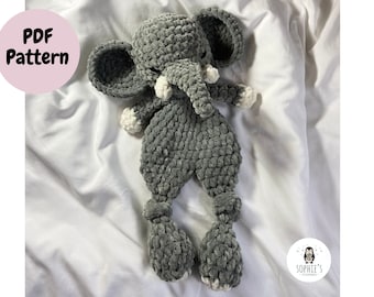 Crochet Snuggle Elephant PDF pattern, snuggler, lovey, comforter