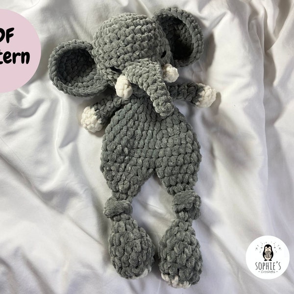 Crochet Snuggle Elephant PDF pattern, snuggler, lovey, comforter