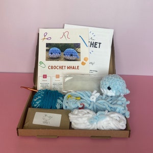 Crochet Kit, Beginner Friendly, Whale Crochet, DIY Kit, Crafting Kit, Starter Pack  for Crochet,