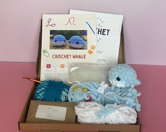 Crochet Kit, Beginner Friendly, Whale Crochet, DIY Kit, Crafting Kit, Starter Pack  for Crochet,