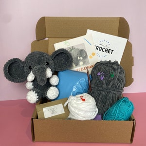 Crochet Kit, Beginner Friendly, Crochet Elephant, DIY Kit, Crafting Kit, Starter Pack for Crochet