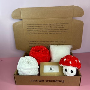 Mushroom Crochet Kit - Beginner Friendly, DIY Crochet Gift