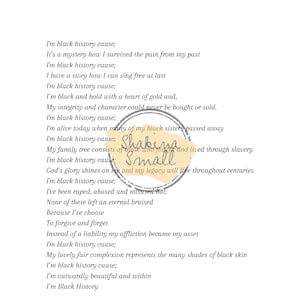 I Am Black History Poem Etsy