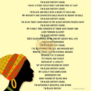 I Am Black History Poem Etsy