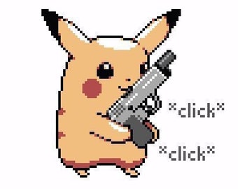 Pikachu with Gun Meme - Cross Stitch Pattern