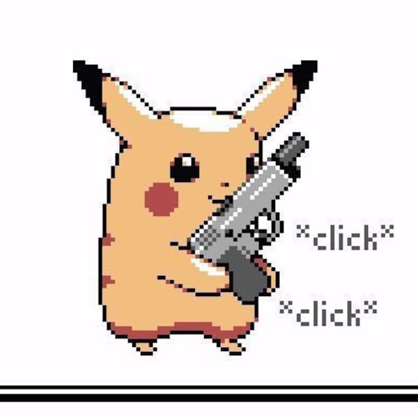 銃を持ったピカチュウのミーム - クロスステッチパターン