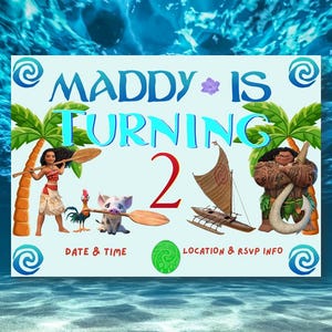 Party Einladung - Bearbeitbarer Digitaler Download - Moana